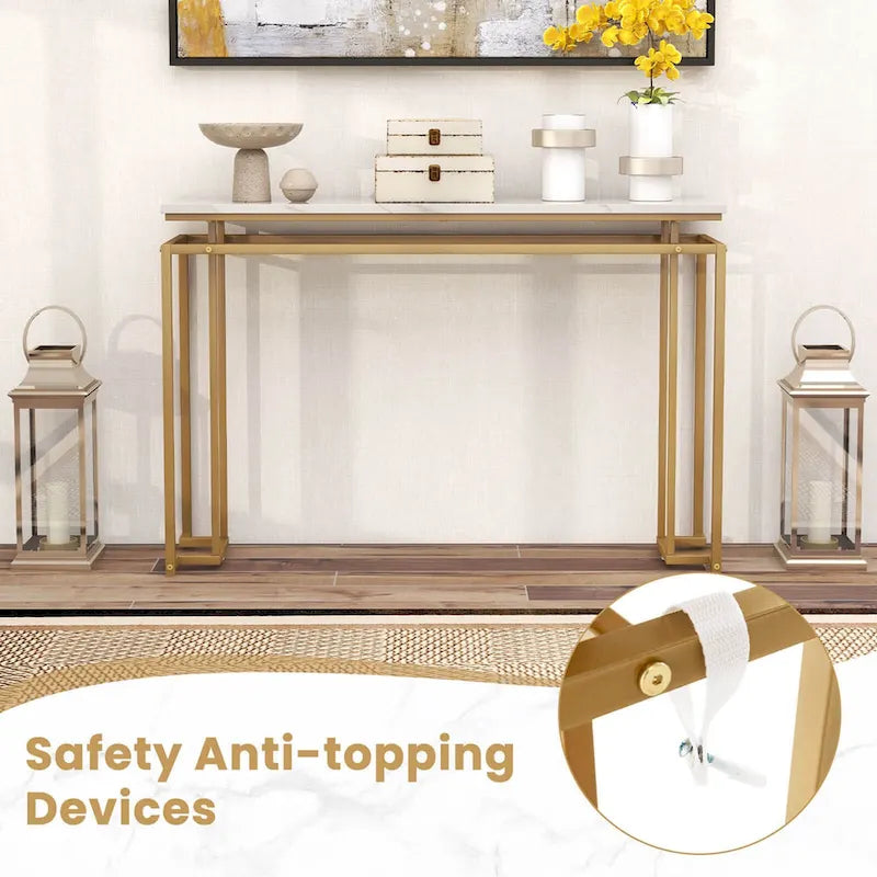 Console en faux marbre, table d'entrée moderne