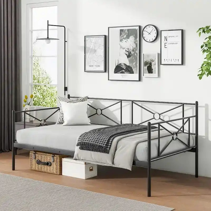 Costway Metal Daybed Frame Twin Size Slat Support Mattress Foundation