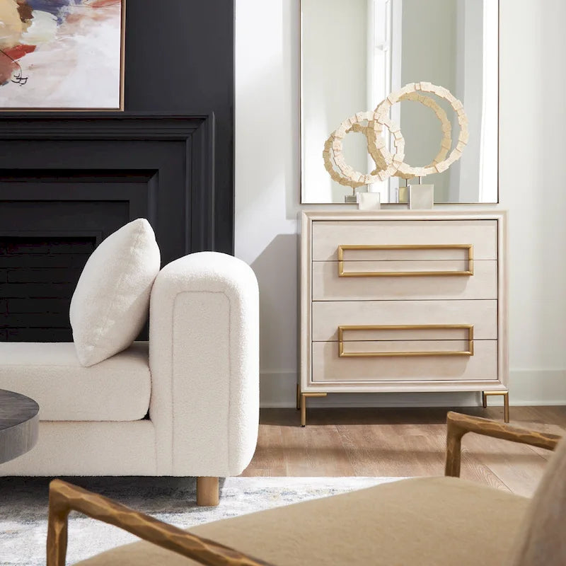 4 Drawer Wooden Accent Chest - 35 - Beige and Gold