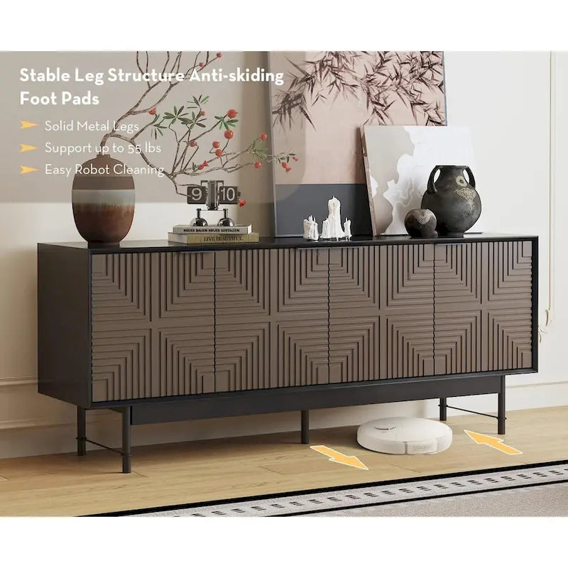 Meuble TV/multimédia de style Mid-Century avec portes