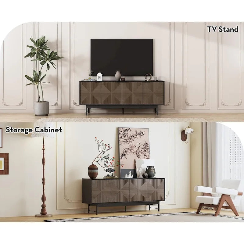 Meuble TV/multimédia de style Mid-Century avec portes