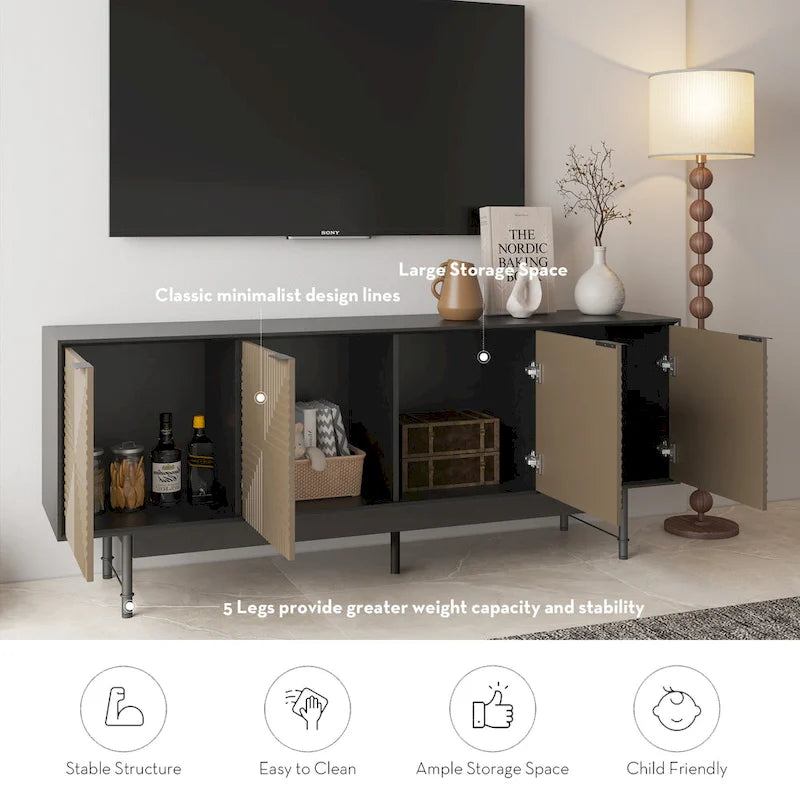 Meuble TV/multimédia de style Mid-Century avec portes
