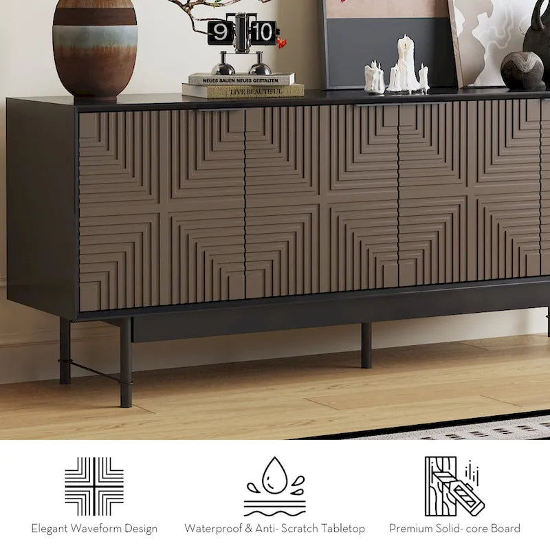 Meuble TV/multimédia de style Mid-Century avec portes