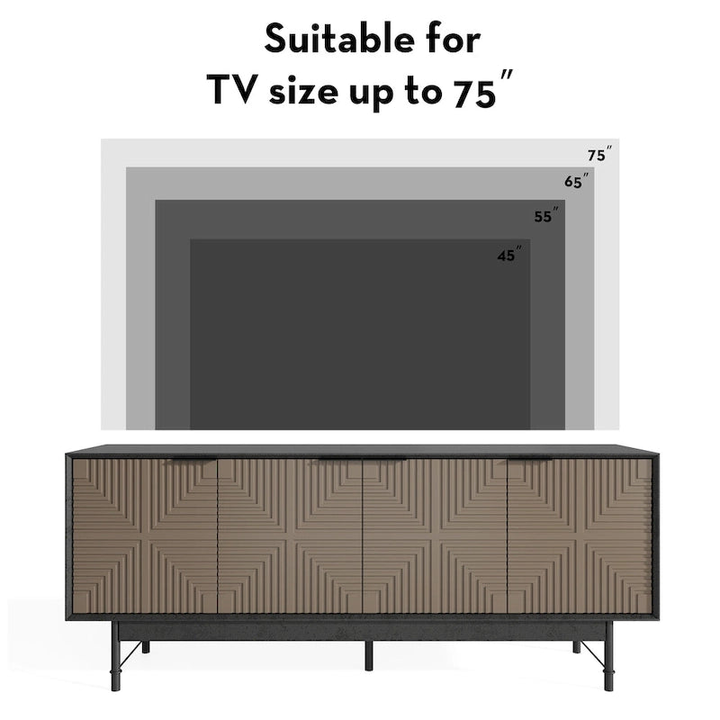 Meuble TV/multimédia de style Mid-Century avec portes