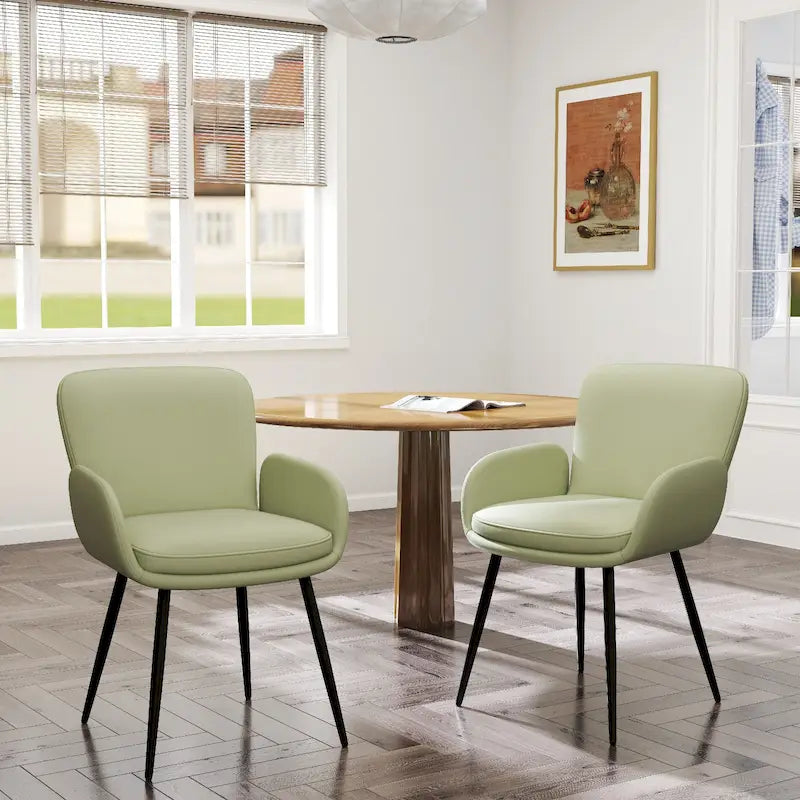 Set of 2 Cat-Scratch Resistant Dining Chairs with Gold Metal Legs