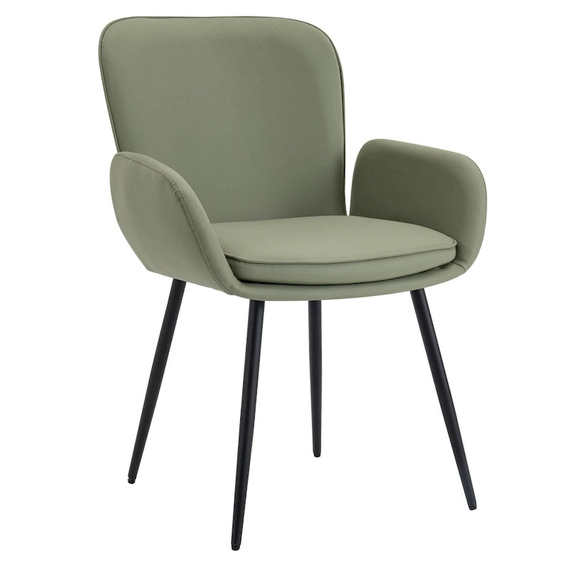 Set of 2 Cat-Scratch Resistant Dining Chairs with Gold Metal Legs