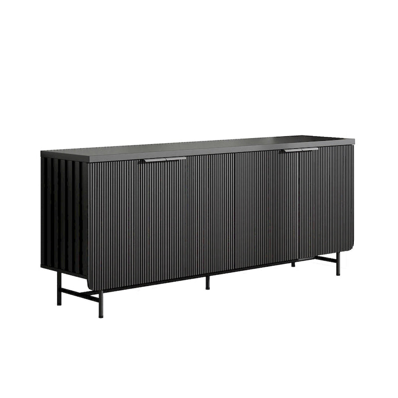 68 Mid-century TV Stand Entertainment Center with Adjustable Shelves 4 Doors