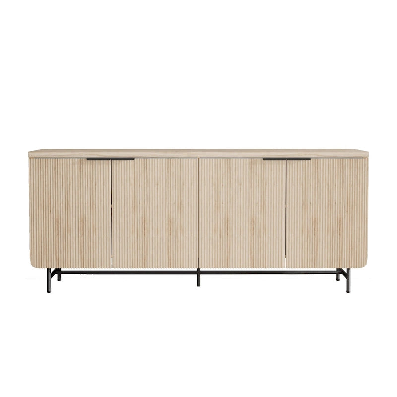 68 Mid-century TV Stand Entertainment Center with Adjustable Shelves 4 Doors
