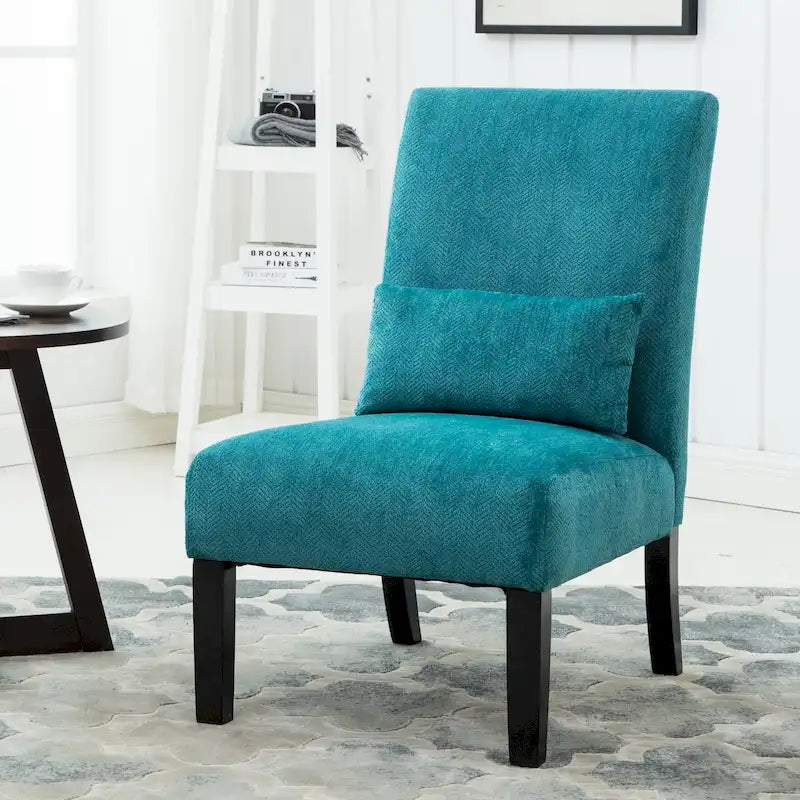 Teal Blue 31.75 High Back Polyester Accent Chair