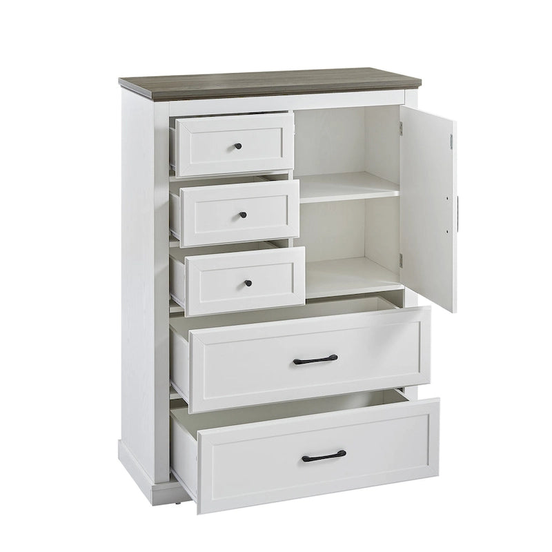Commode haute à 5 tiroirs, style Ferme