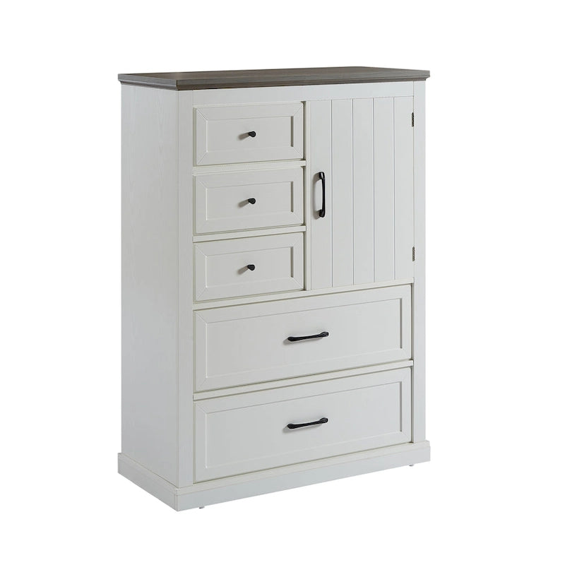 Commode haute à 5 tiroirs, style Ferme