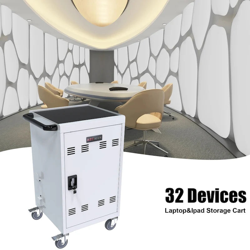Mobile Charging Cart and Cabinet for Tablets Laptops 32-Device