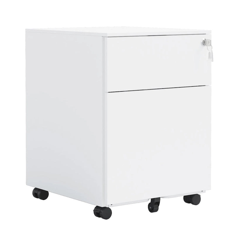 2 Drawer Mobile File Cabinet with Lock Steel File Cabinet for Legal/Letter/A4/F4 Size