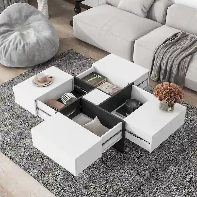 Table basse au design moderne très tendance avec rangement dissimulé