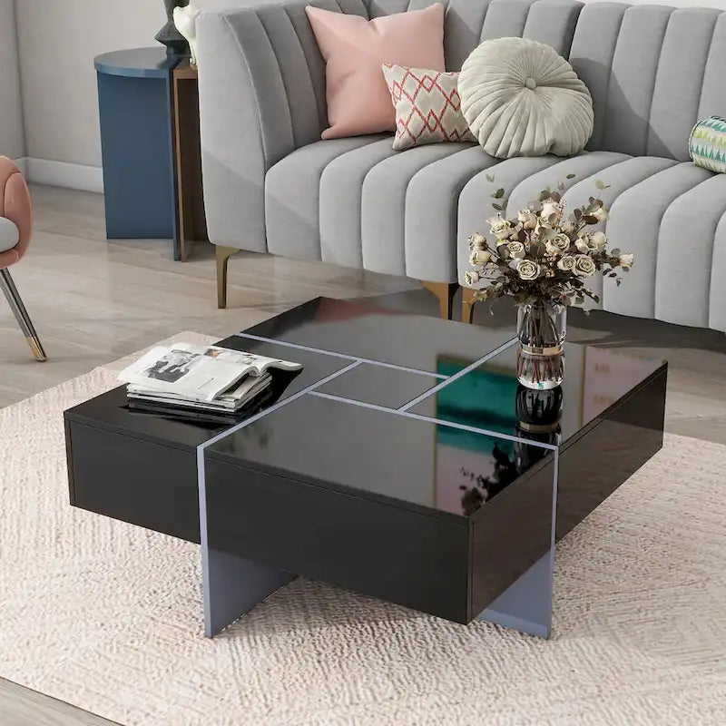 Table basse au design moderne très tendance avec rangement dissimulé