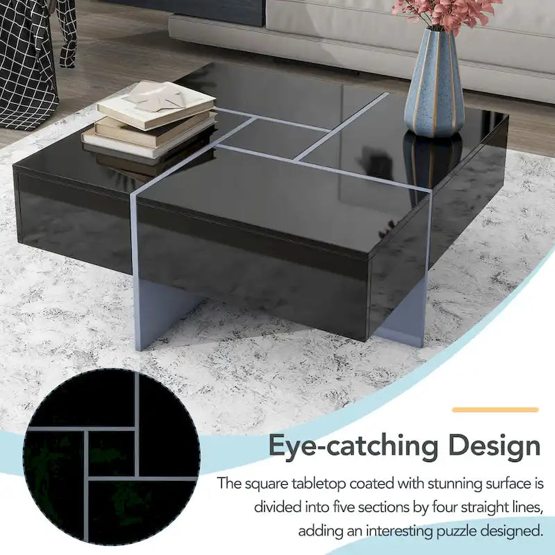 Table basse au design moderne très tendance avec rangement dissimulé