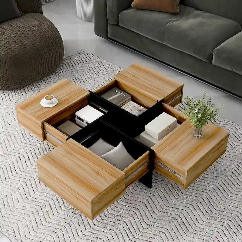 Table basse au design moderne très tendance avec rangement dissimulé