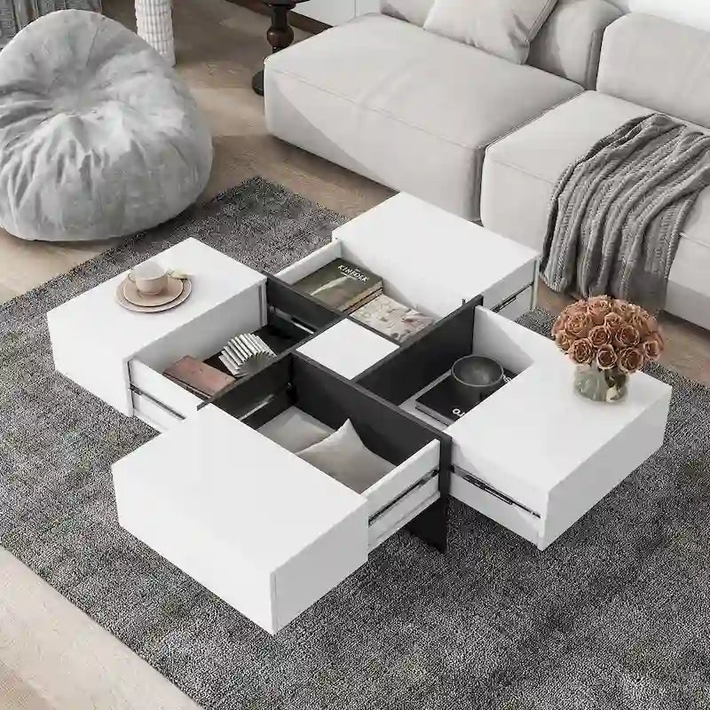Table basse au design moderne très tendance avec rangement dissimulé