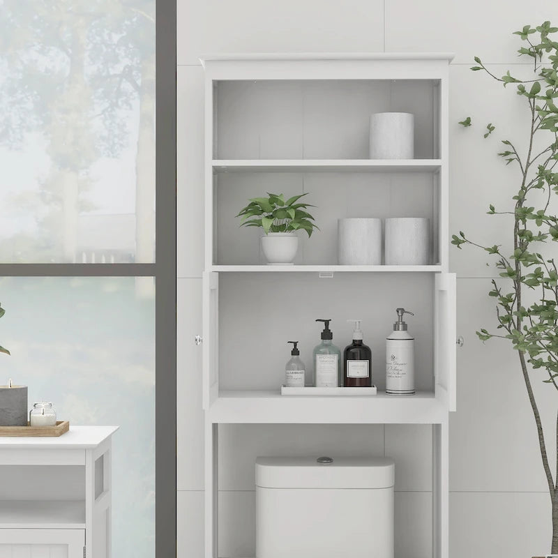 Over-the-toilet Bathroom Storage with 2-doors - 9.06 x 24.80 x 69.69
