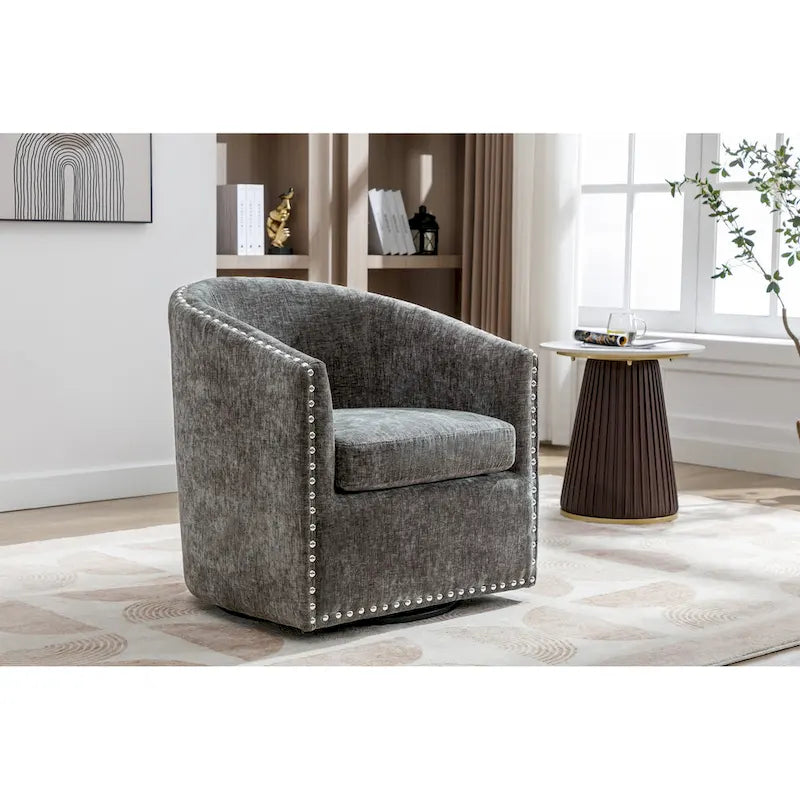 Fauteuil pivotant rond en tissu