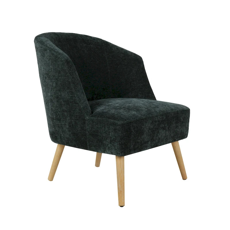 Fauteuil crapaud en velours côtelé avec pieds en bois d'hévéa