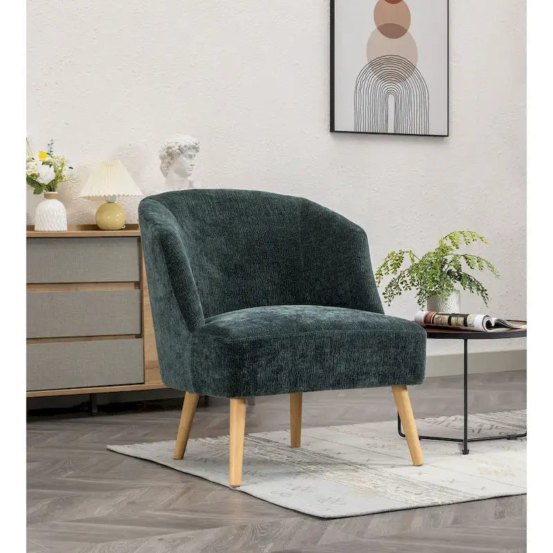 Fauteuil crapaud en velours côtelé avec pieds en bois d'hévéa