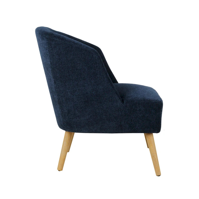 Fauteuil crapaud en velours côtelé avec pieds en bois d'hévéa