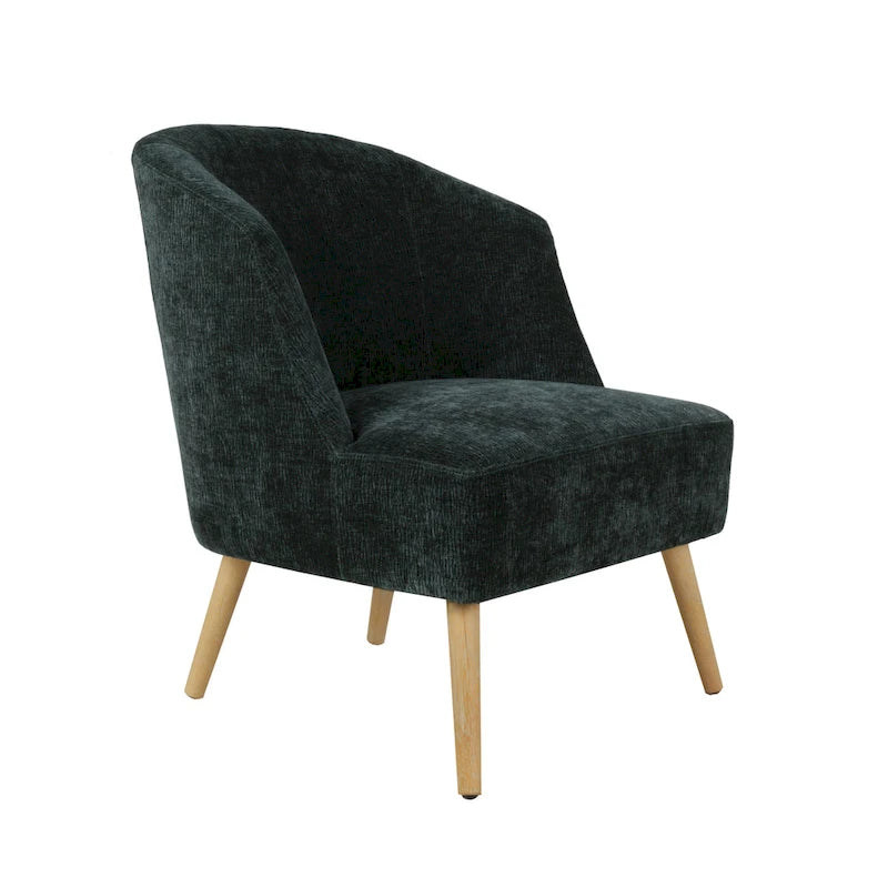 Fauteuil crapaud en velours côtelé avec pieds en bois d'hévéa