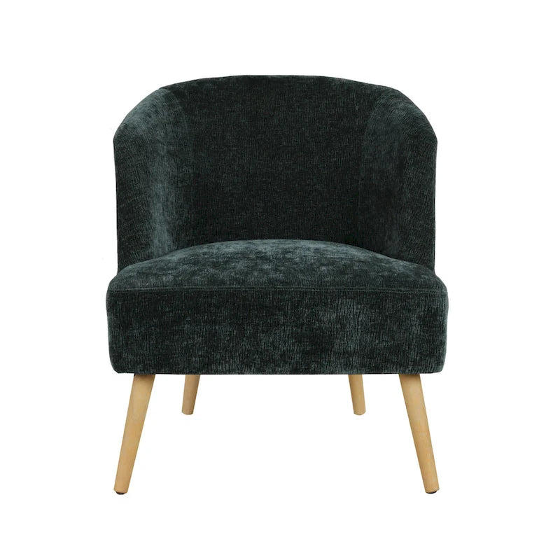Fauteuil crapaud en velours côtelé avec pieds en bois d'hévéa