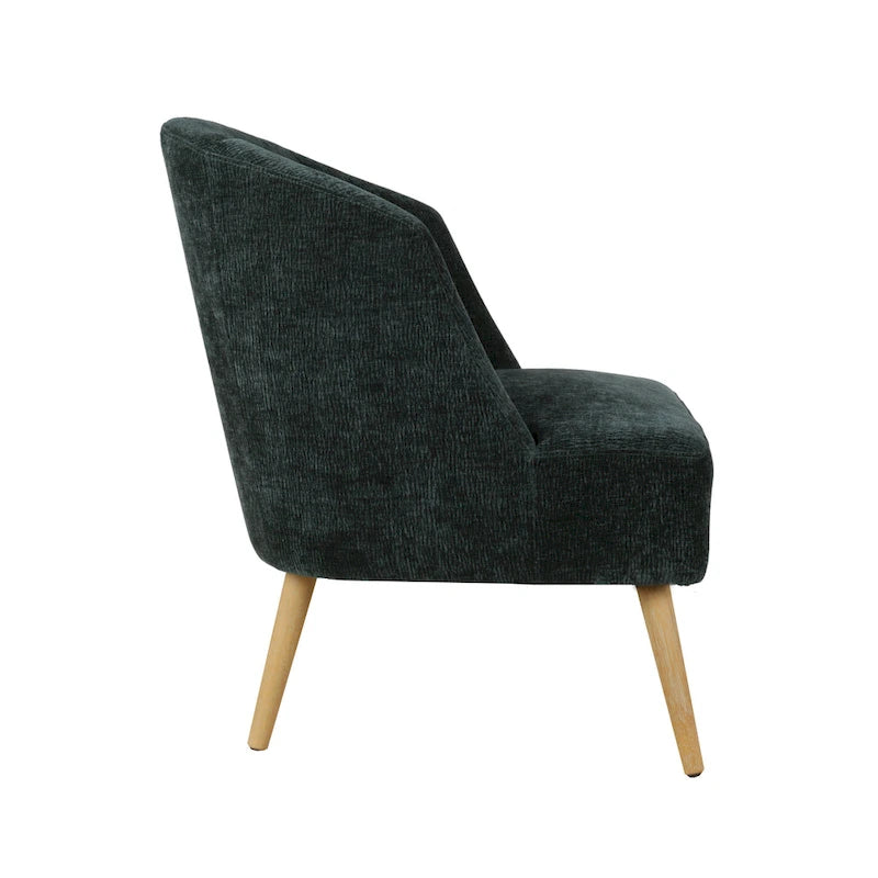 Fauteuil crapaud en velours côtelé avec pieds en bois d'hévéa