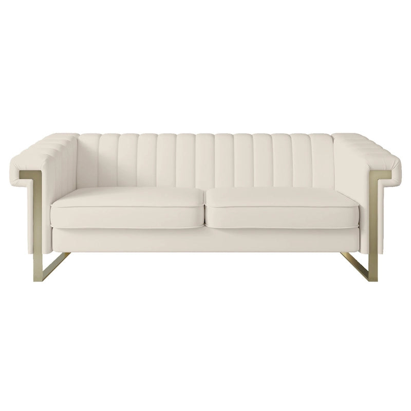 Takefuns Traditional Chesterfield Tufted Velvet Sofa, Couch with Removable Cushions and Gold Legs