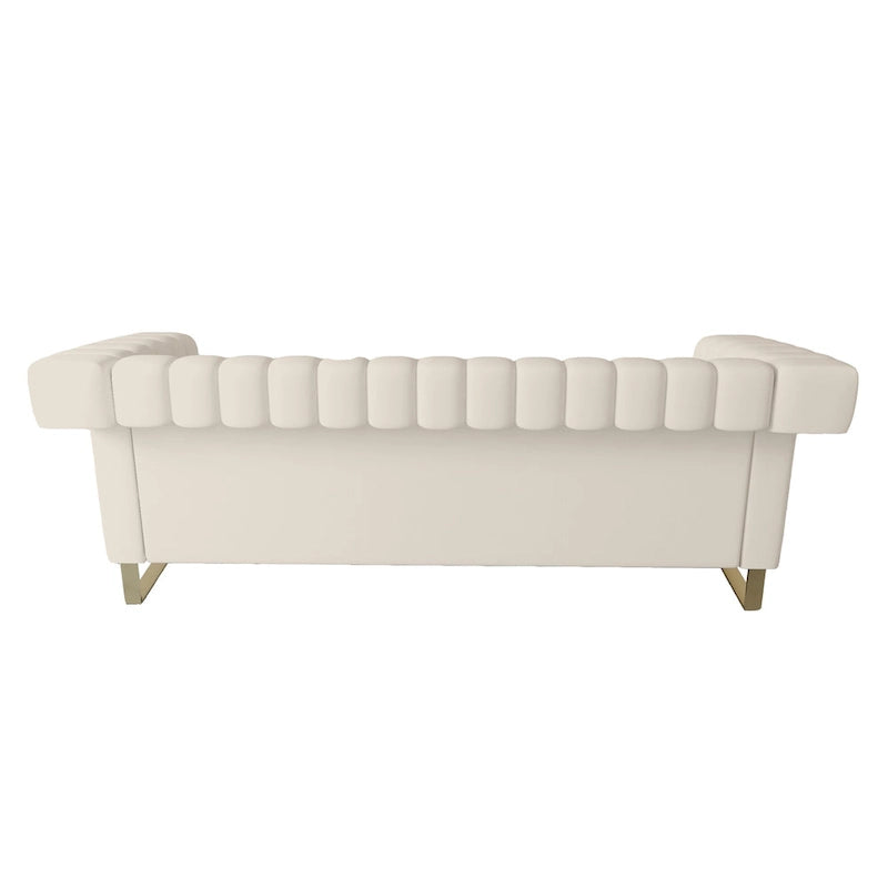 Takefuns Traditional Chesterfield Tufted Velvet Sofa, Couch with Removable Cushions and Gold Legs