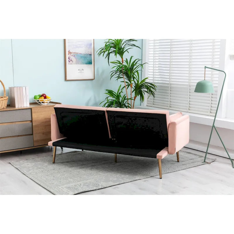 Velvet Upholstered Convertible Loveseats Sleeper Sofa