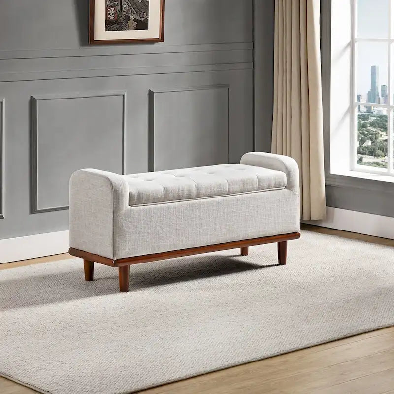 Bastian Upholstered Bench with Solid Wood Legs