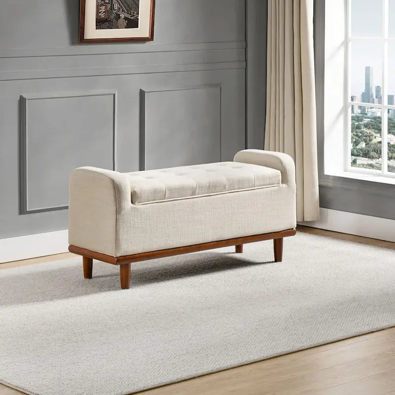 Bastian Upholstered Bench with Solid Wood Legs