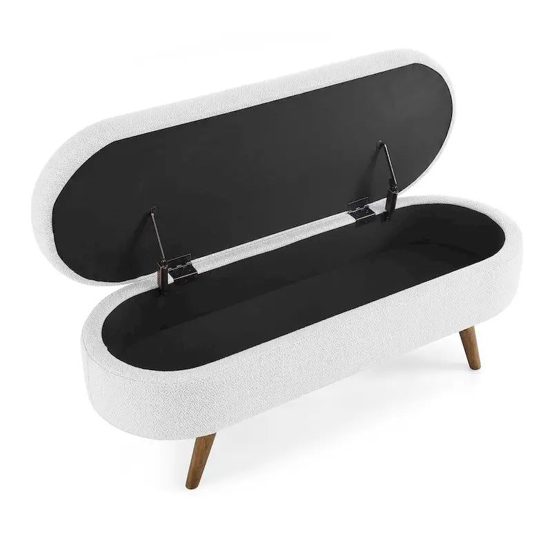 Ottoman Oval Storage Bench Rubber Wood Legs - 43.5Lx16Wx16H