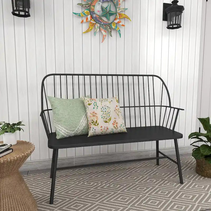 Iron Traditional Outdoor Bench 38 x 48 x 19