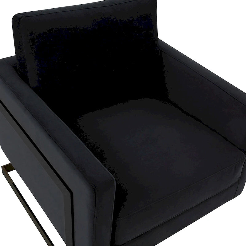 LeisureMod Lincoln Modern Velvet Arm Chair with Black Steel Frame - 35