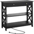 Yaheetech Wooden Console Table with Power Outlet Entryway Table