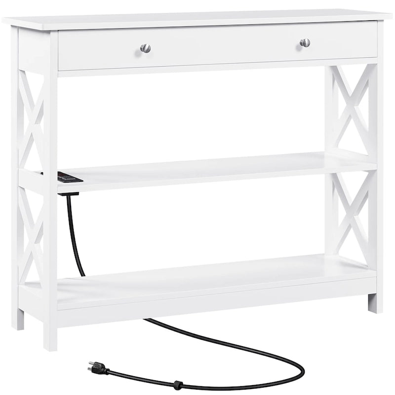 Yaheetech Wooden Console Table with Power Outlet Entryway Table