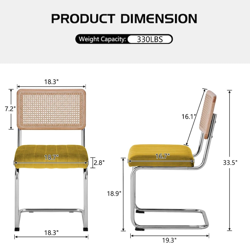 Chaises de salle à manger en rotin et velours