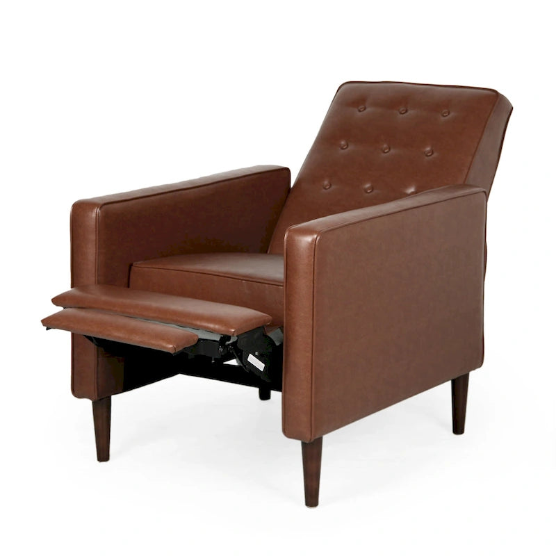 Fauteuil inclinable capitonné en similicuir style Mid-Century