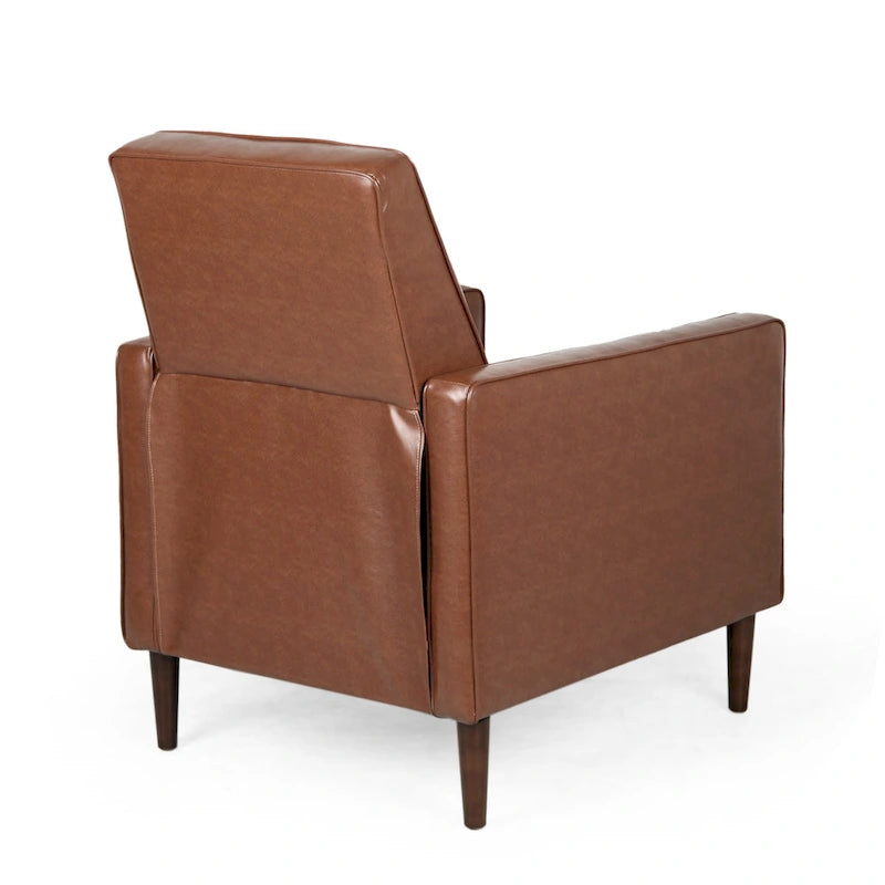 Fauteuil inclinable capitonné en similicuir style Mid-Century