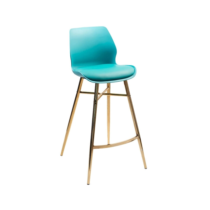 Porthos Home Calix Bar Stools Set of 2, PU Leather, Gold Chrome Legs