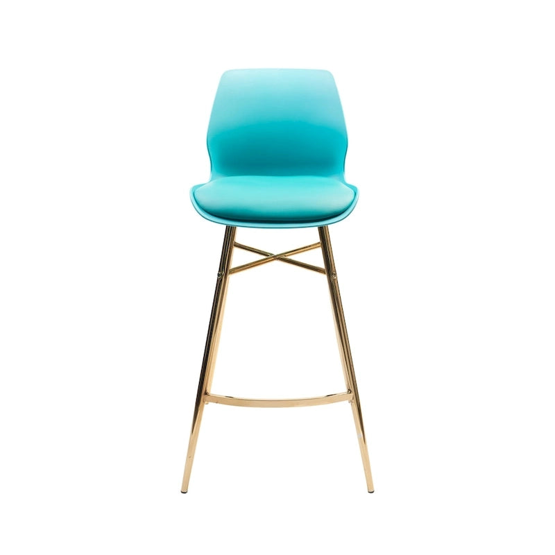 Porthos Home Calix Bar Stools Set of 2, PU Leather, Gold Chrome Legs