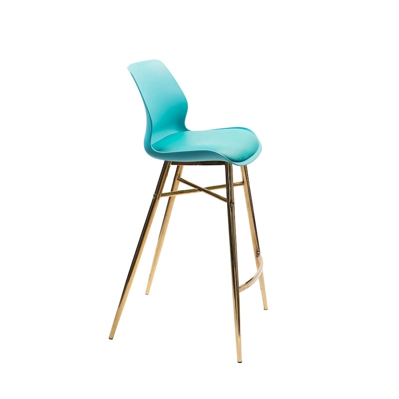 Porthos Home Calix Bar Stools Set of 2, PU Leather, Gold Chrome Legs