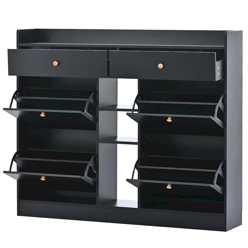 Merax Multifunctional 2-Tier Shoe Storage Organizer with Drawers
