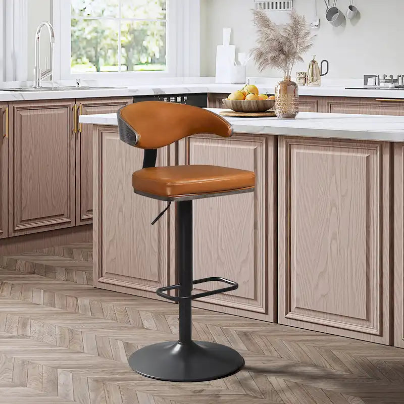 Tabourets de bar pivotants réglables en bois courbé