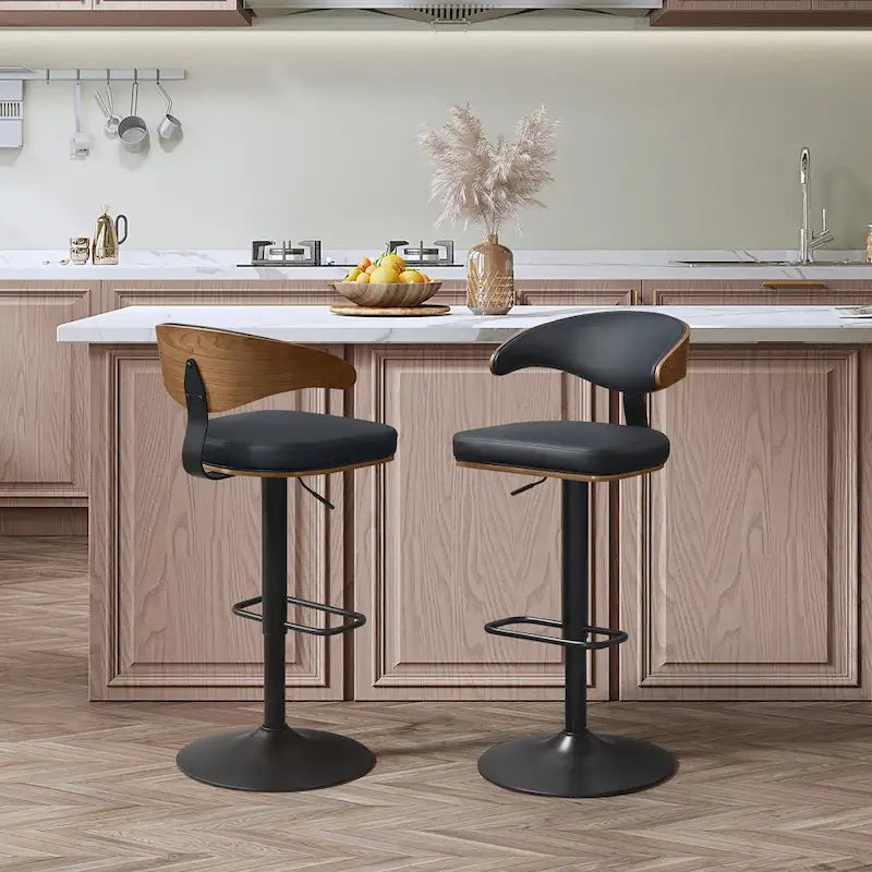 Tabourets de bar pivotants réglables en bois courbé