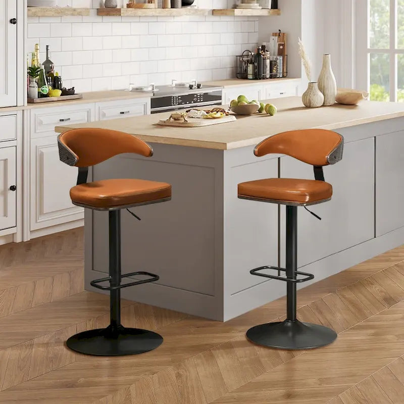 Tabourets de bar pivotants réglables en bois courbé